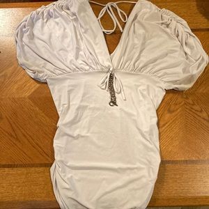 Bella Amore white short sleeve silky top